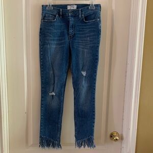 We The Free Distressed Blue Cropped Jeans